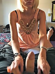 Lighthaired milf blowing pecker