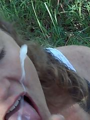 Photo 1, facial jizz sucking outside