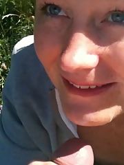 Photo 1, facial jizz sucking outside
