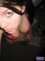 Photo 1, busty college coed exposing