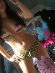 Photo 1, busty college coed exposing