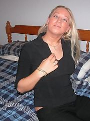 Photo 1, blonde wife shows tits