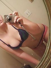 Photo 1, lighthaired teen shooting herself
