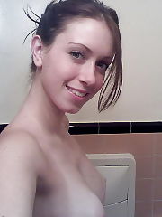 Teenager exposing melons pussy