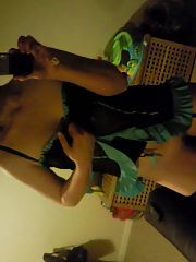 Photo 1, darkhaired stroking snatch clit