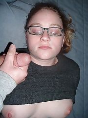 Photo 1, nerd blowing penis cum