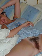 Teenager shaving hairy pussy