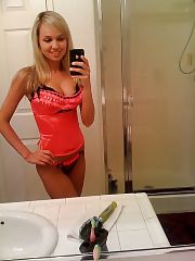 Photo 1, blonde teenager herself mirror