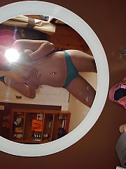 Photo 1, lighthaired teen herself mirror
