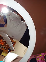 Photo 1, lighthaired teen herself mirror