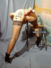 Photo 1, black lingerie playing dildos