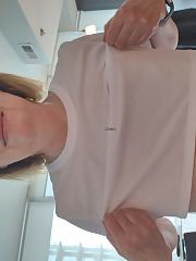 Photo 1, mature wife shows boobs
