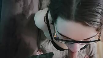 nerdy teenager sucking prick