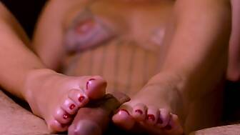 pov footjob cum