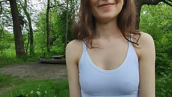 stepsister teases outdoor fuck