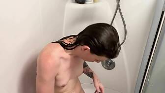 trans shower masturbation