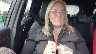 wife penetrates herself car