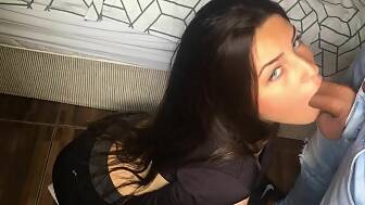 wet sucks sperm throat