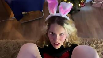 christmas bunny drink milk