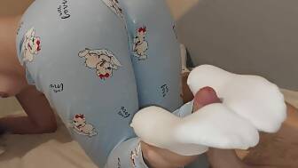 teen white socks footjob