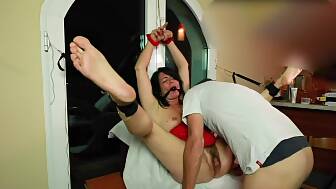 tied unshaved milf banged