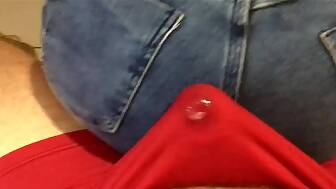 humping jeans shorts jizz