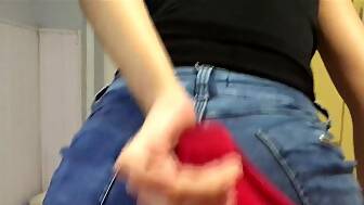 humping jeans shorts jizz
