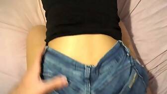 humping jeans shorts jizz