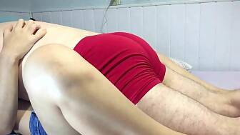 humping jeans shorts jizz