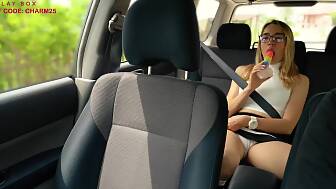 blonde plays toys ride