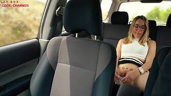 blonde plays toys ride