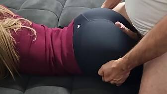 stroking butt huge cumshot