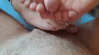 dripping footjob tease jizz