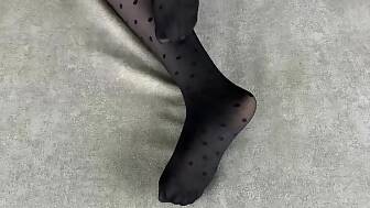 black nylon pantyhose caresses