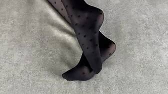 black nylon pantyhose caresses
