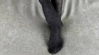 black nylon pantyhose caresses