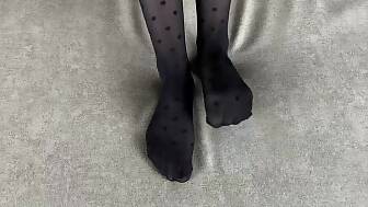 black nylon pantyhose caresses