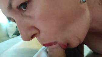 mature milf sucks sperm