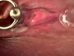 6 min - Close stroking pierced clit
