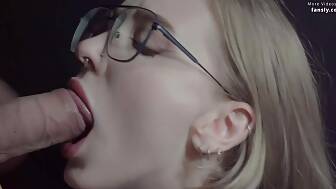 sucks nerdy blondie penis