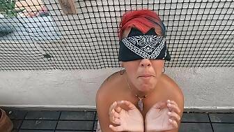 blindfolded wife sucks prick
