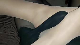 underwear footjob vagina play