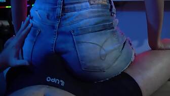 bouncing denim shorts lingerie