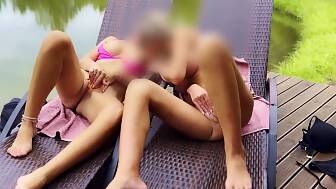 2 jerking together outdoor