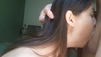 teenager gaging guzzling cum