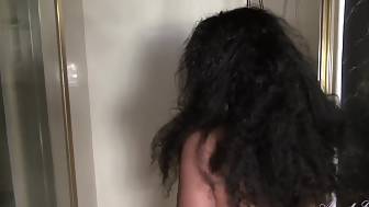 unshaved milf shows pussy