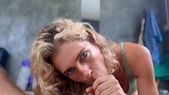 blond yoga together sperm