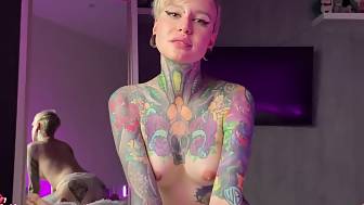 tattooed rides pecker sperm