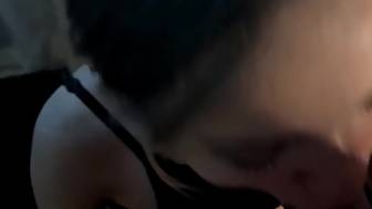 stepsister blowjob swallows jizz