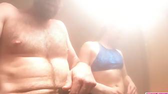 couple sauna toilet banging